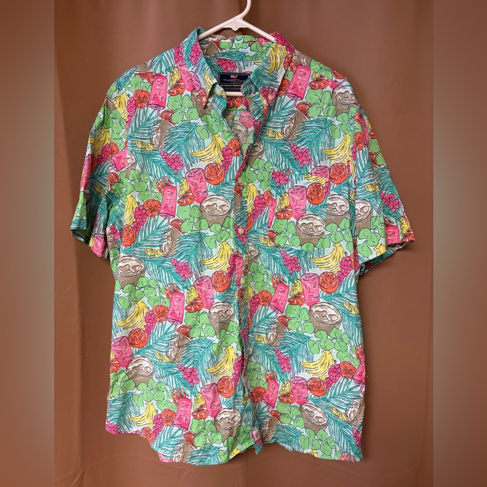 Vineyard Vines Mens XL Classic Fit Murray Shirt Hawaiian Tiki Floral Hawaiian
